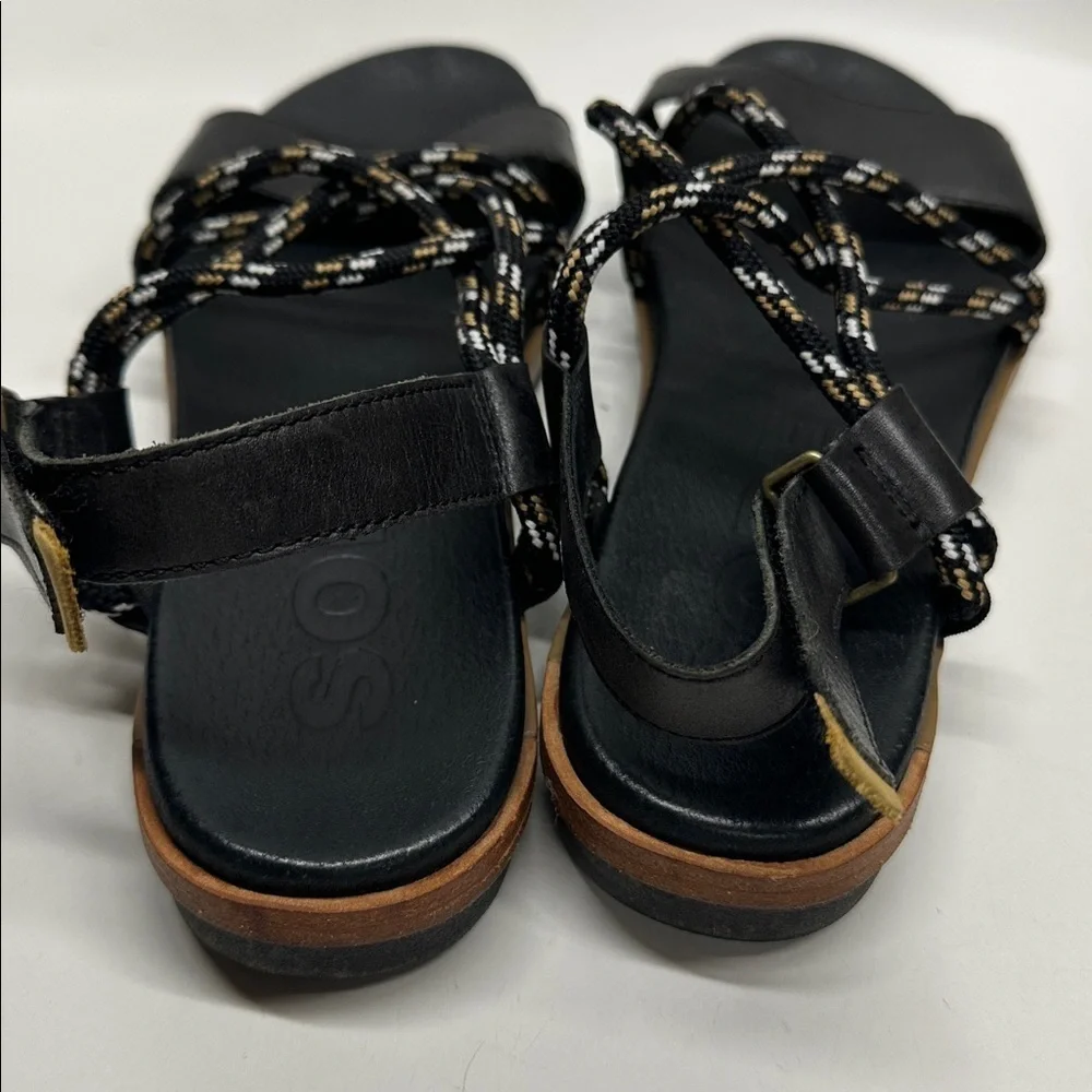 Sorel Sandals Torpeda II Strappy Slingback Open Toe Shoes Tan Black Size 9